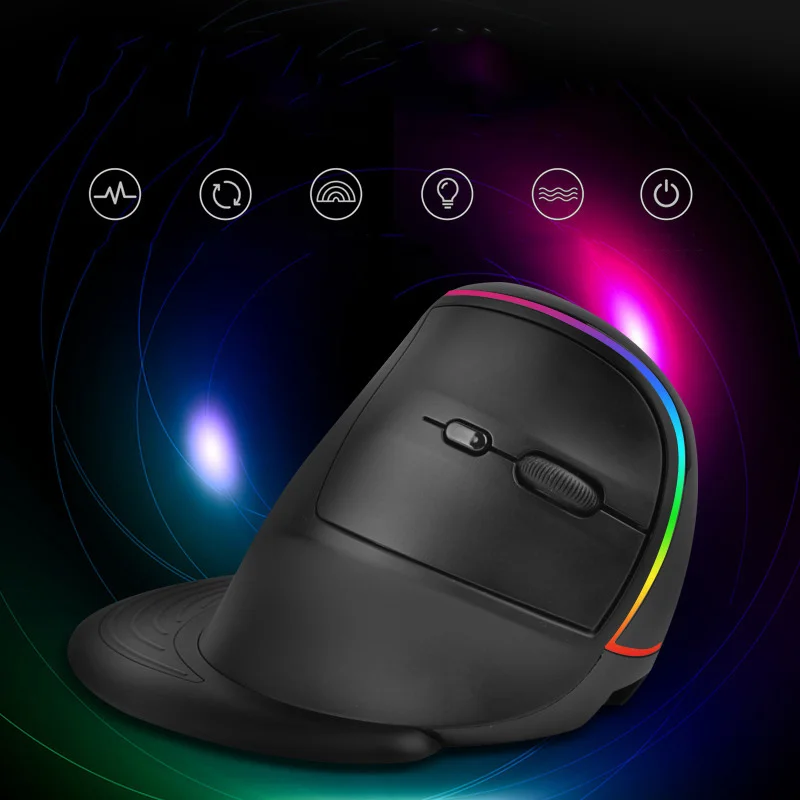 Беспроводная мышь 2 4G вертикальная перезаряжаемая игровая RGB для геймера