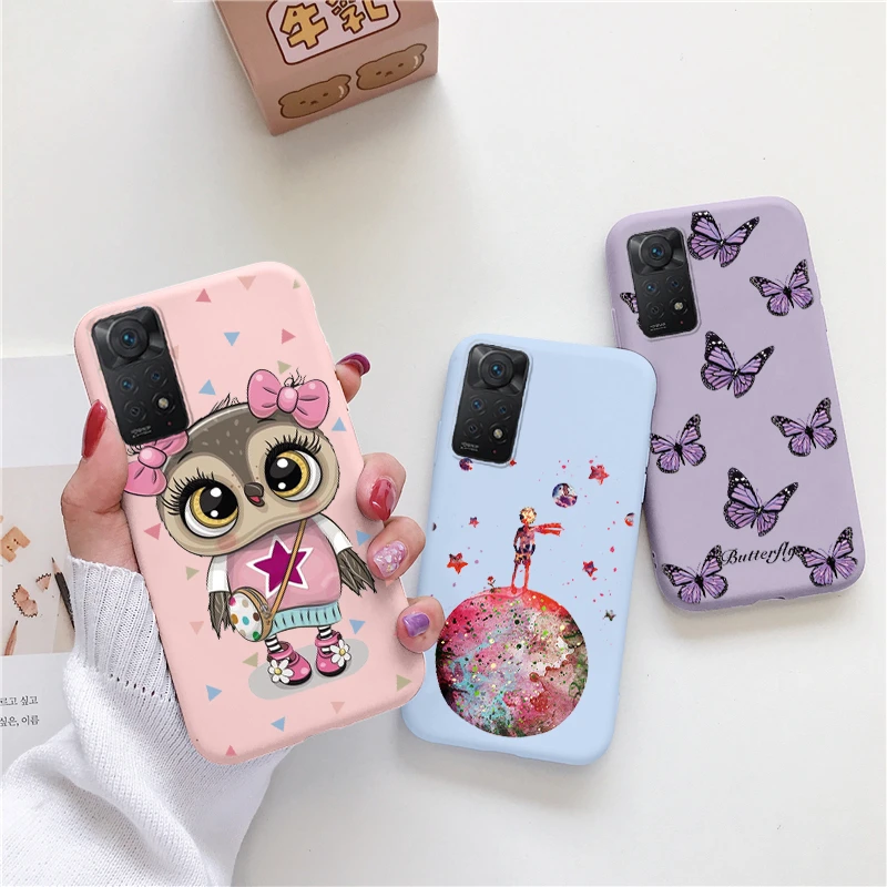 Чехол для телефона с милыми картинками животных с изображением совы, бабочки, звездного неба и удачного кота для Xiaomi Redmi Note 11 Soft 11s 4G