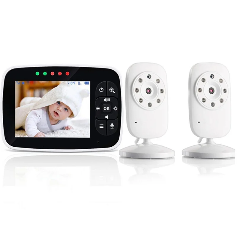 

2022.3.5 Inch Wireless Video Baby Monitor with Two Digital Camera Temperature Sensor , Lullabies, Mode, Two Way Talk Babyphone