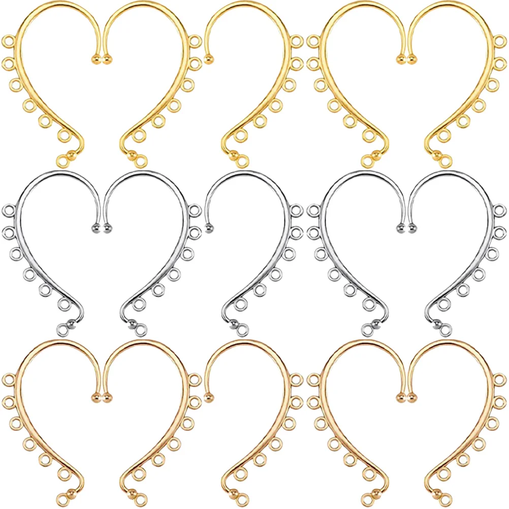 

15pcs No Ear Cuff Earring Making 6-Holes Hooks Earbob Making Accessories