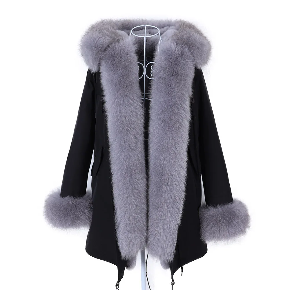 2022 Super Hot  Winter Jacket Hooded Long Overcoat Parkas Female Clothes Removable Real Fox Fur Collar Coats Woman