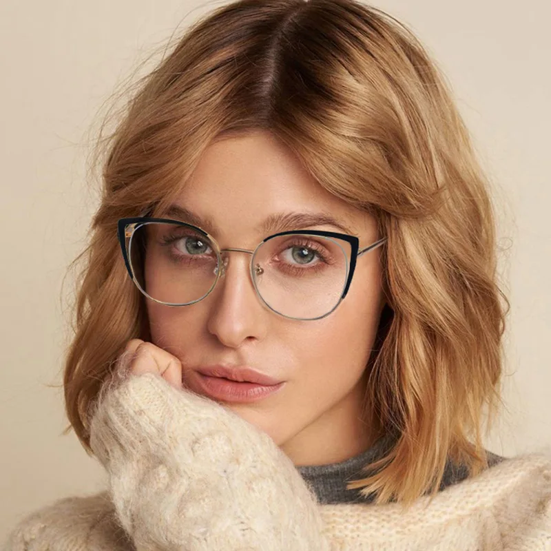 

Стильные очки с защитой от синего света и силиконовыми носоупорами, кошачий глаз