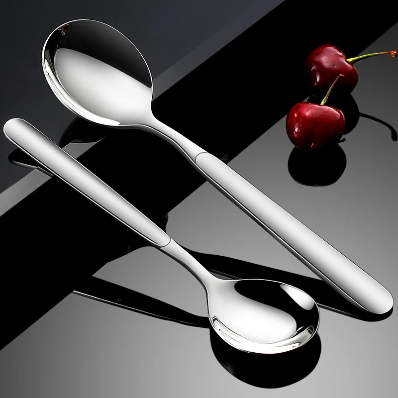 

Stainless steel spoon household rice spoon spoon Korean long handle thickened coffee stirring spoon spoon