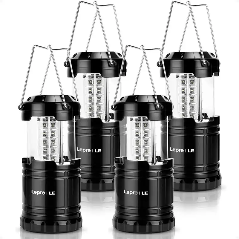 

Camping Lanterns Battery Powered, Collapsible 4-Pack Value Set （$6/Ea ) IPX4 Water Resistant, Outdoor Portable Lights for Emer