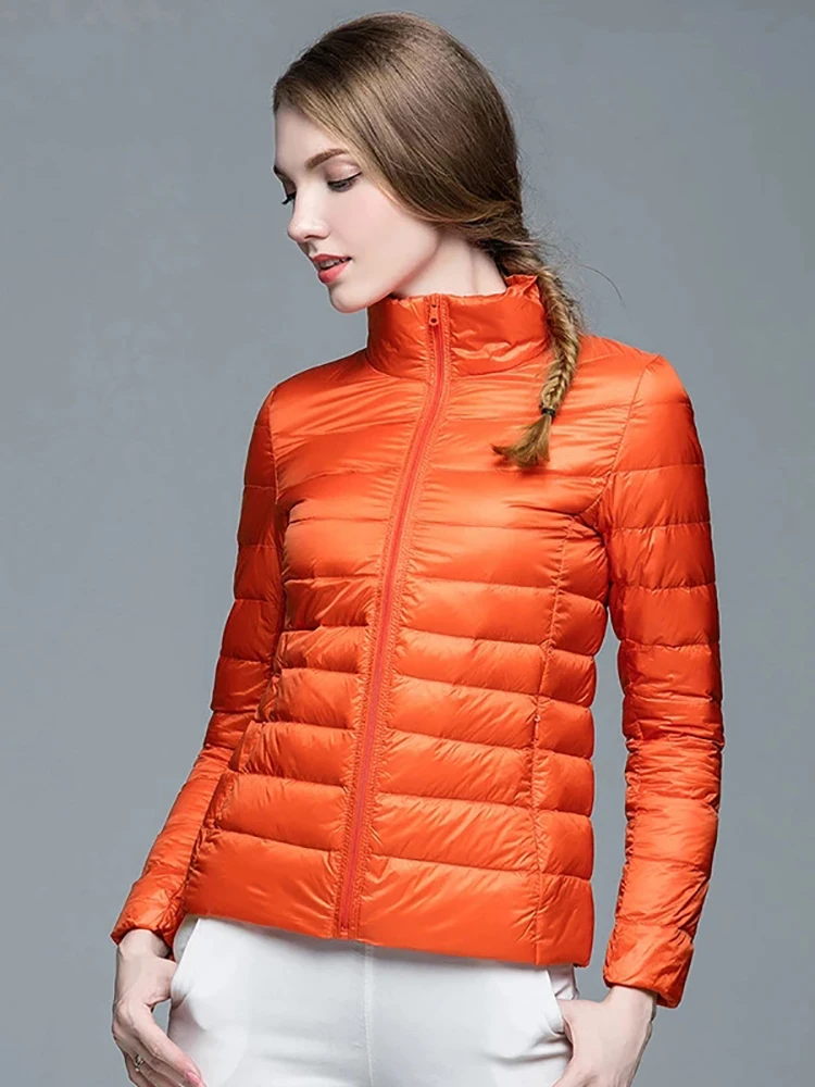 2022 Autumn Women Puffer Jacket 10 Colors Slim Short Warm White Duck Down Coat Female Ultra Light Fashion Jacket Outerwear 917