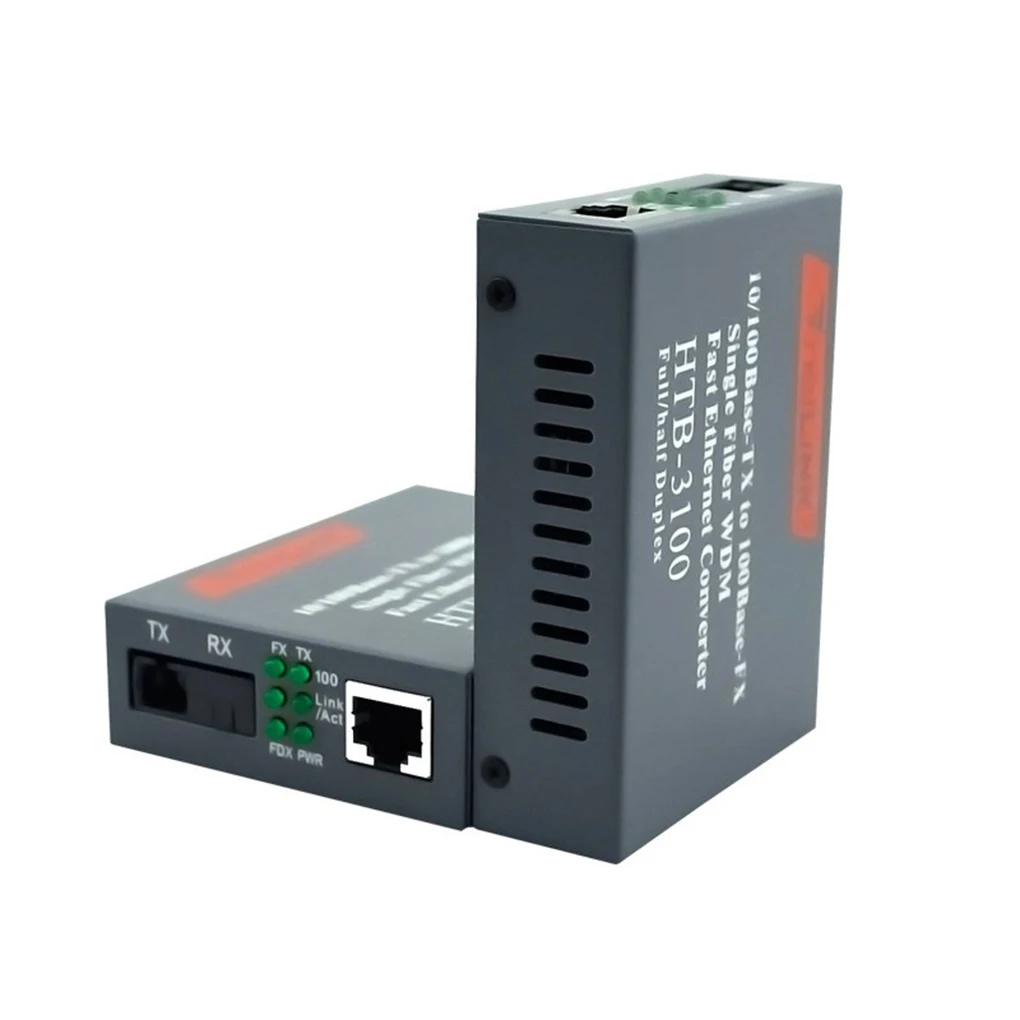 

2 Pieces Metal Network Fiber Switch SC Interface Indicator Light Home University Ethernet Converter Accessories US