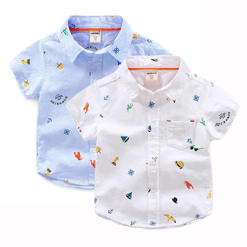 

Детская блузка, белая короткая летняя рубашка с рукавами для мальчиков, детская одежда, повседневные топы, рубашка, официальная одежда, верх...