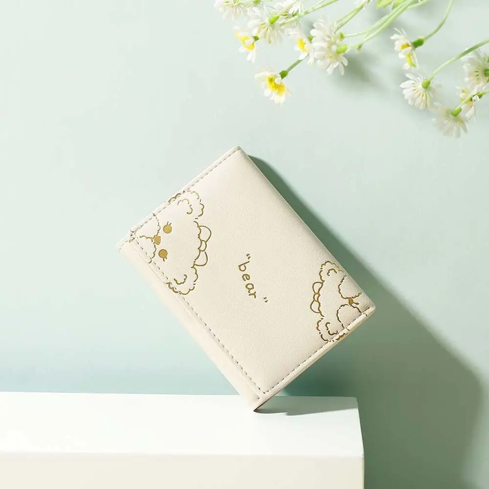 

Multiple Card Slots With Zipper Tri-fold Card Holder Coin Purse Short Bear Wallet Money Bags Small Purse Money Clip