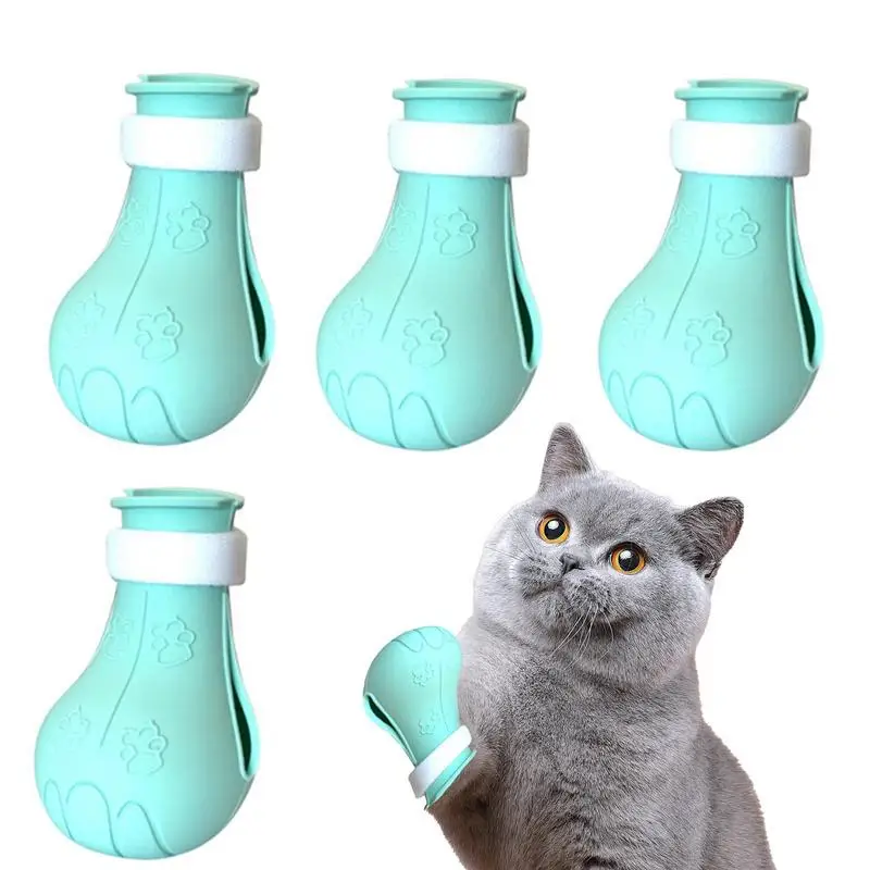 

Cat Foot Covers Cat Shoes Pet Anti Scratch Set Of 4 Silicone Cat Paw Protector Shoes For Cat Bathing And Shaving Cat Booties To