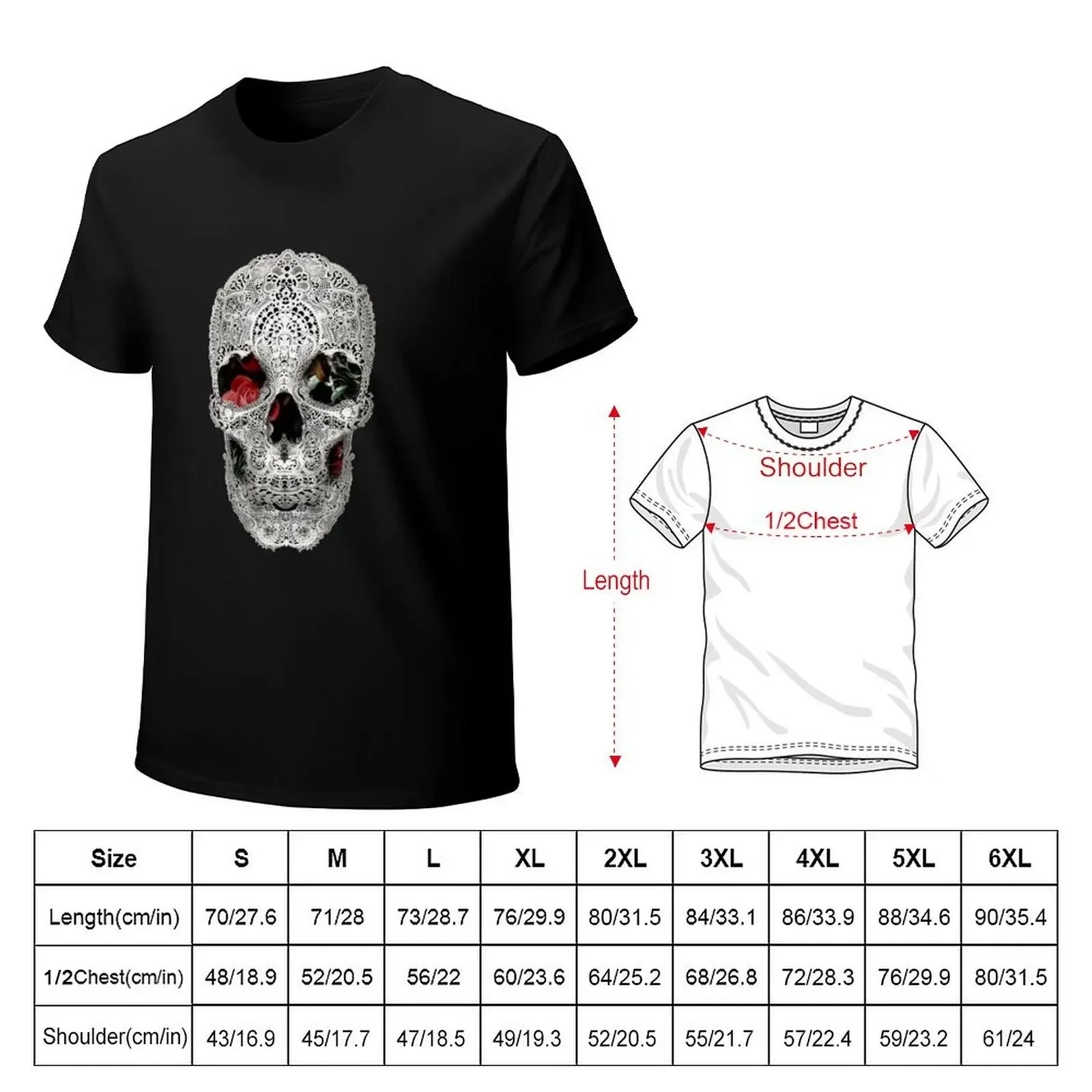 Lace Skull Light T-Shirt sweat man t shirt vintage shirts baggy oversized men