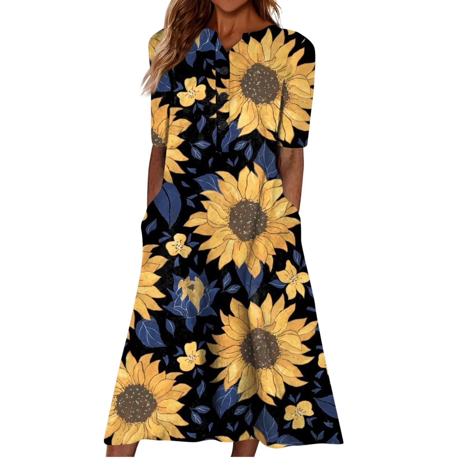 

Женское летнее платье с V-образным вырезом и коротким рукавом