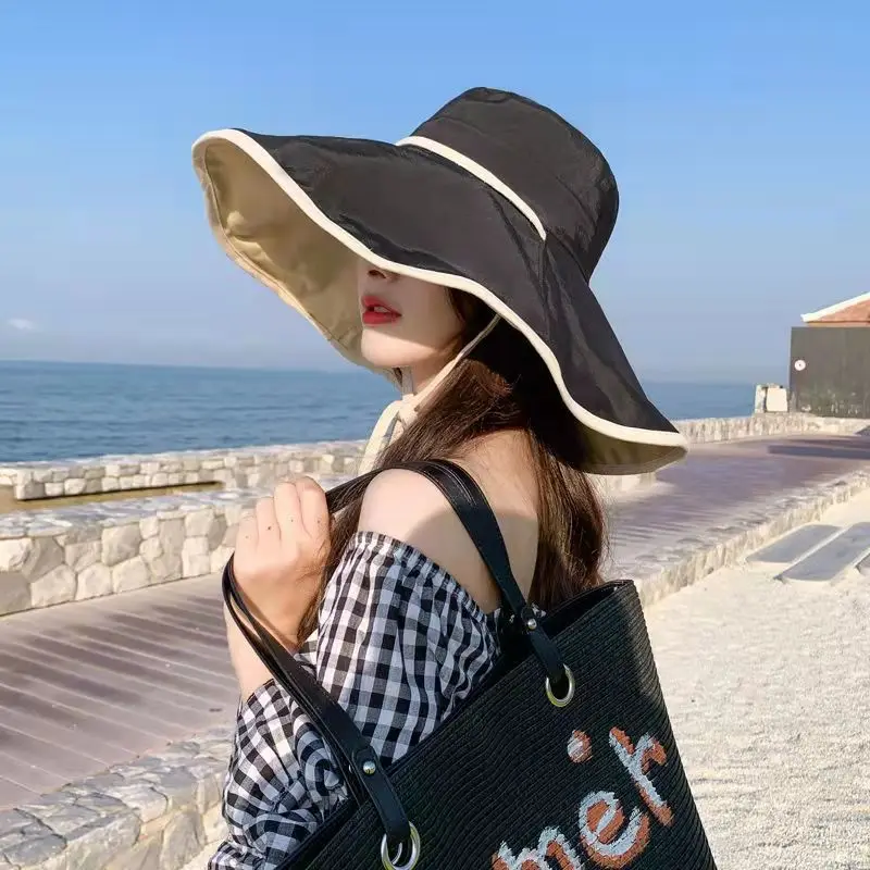 

2023 Women Fisherman's Hat Spring Summer Sunscreen Hat Big Brim Bucket Hat Edge Anti-ultraviolet uv Sun Hat UPF 50+