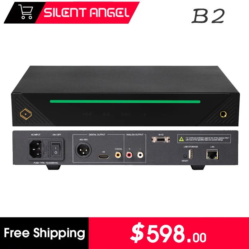 

Silent Angel B2 Network Digital Music Player Decoder HIFI Amplifier Audio DAC Support Bluetooth Wifi AIR Online FM 24Bit 384khz