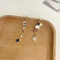 fashion lovely cartoon rabbit asymmetric long stud earrings for girls women korean style aesthetic earrings female charm jewelry