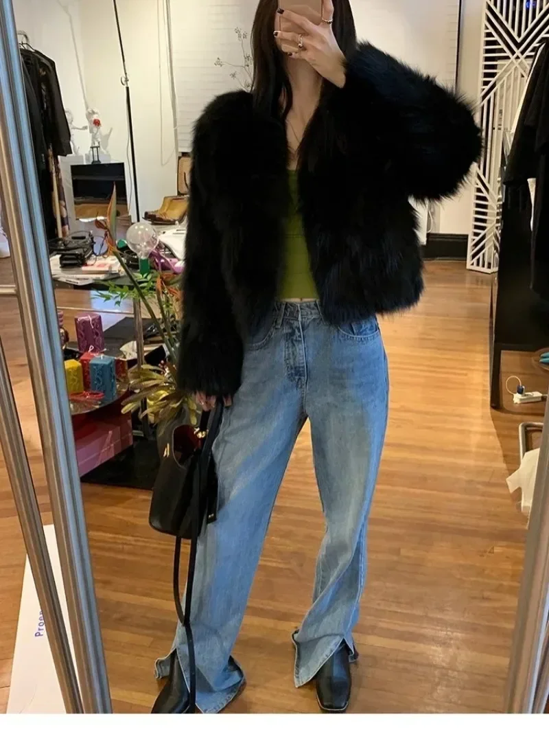 Пальто из искусственного меха Женская одежда Y2K Осень Новая мода Повседневная