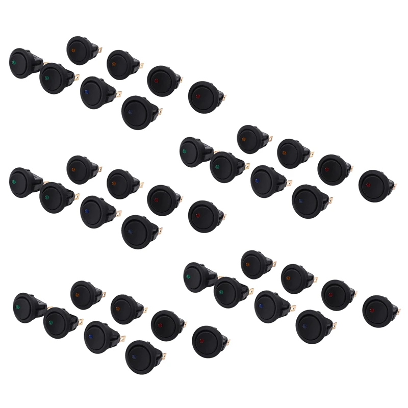

40PCS LED Dot Light 12V Car Auto Boat Round Rocker ON/OFF TOGGLE SPST SWITCH