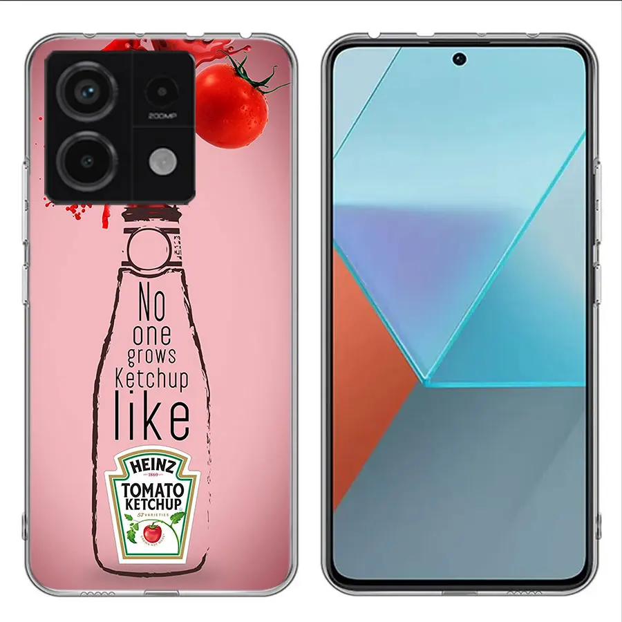 Прозрачный чехол для телефона Cute Ins Heinz Tomato Ketchup Mustard Xiaomi Redmi 12 12C 10 10A 10C 9 9A 9C 9T Note 13 Pro +