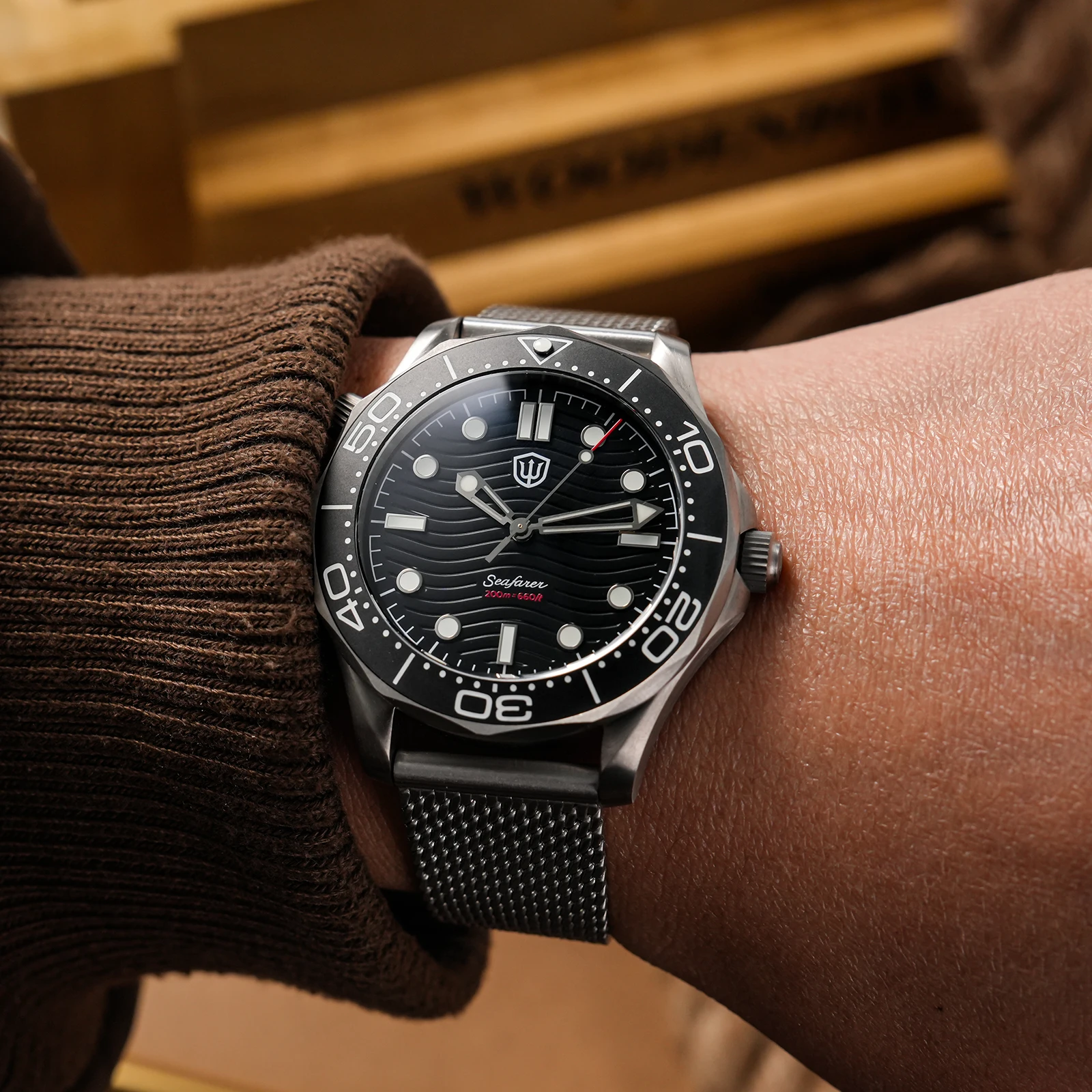 Фото Часы Watchdives, 42 мм, титановые часы для дайвинга NTTD VH31, кварцевый механизм с секундным циферблатом, водонепроницаемость 200 м, суперсветящиеся мужские часы №4