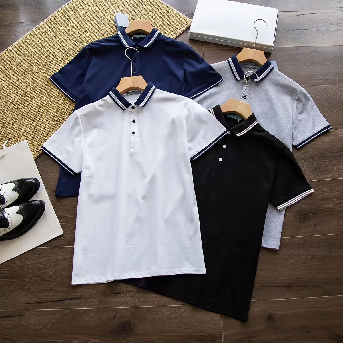 

Рубашка-поло мужская с коротким рукавом, из натурального хлопка