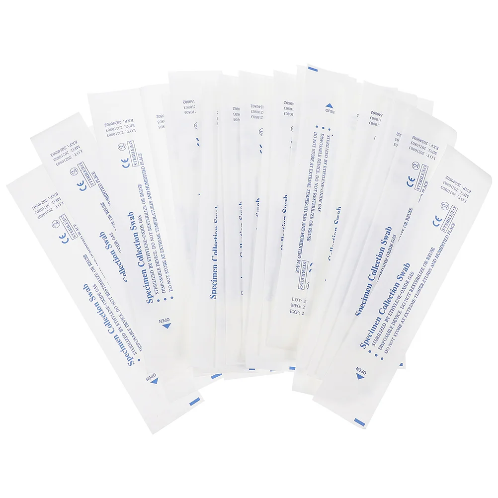 

200 Pcs Portable Nasal Swab Sample Collection Swabs Sterile Disposable One-time Pharynx White Flocking Professional