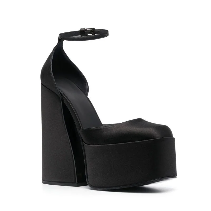 Summer New Women's Sandals Trend 2023 Round Toe Super High Heels Patent leather Female Shoes Thick Platform Buckle Ladies Pumps