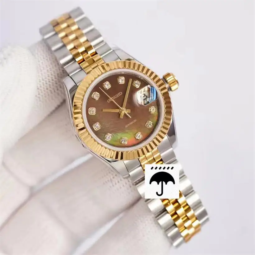 

Luxury Brand Ladies Watch Automatic Mechanical Brown Dial Water Resistant Sapphire Glass 904 Stainless Steel Ladies Clock 16233