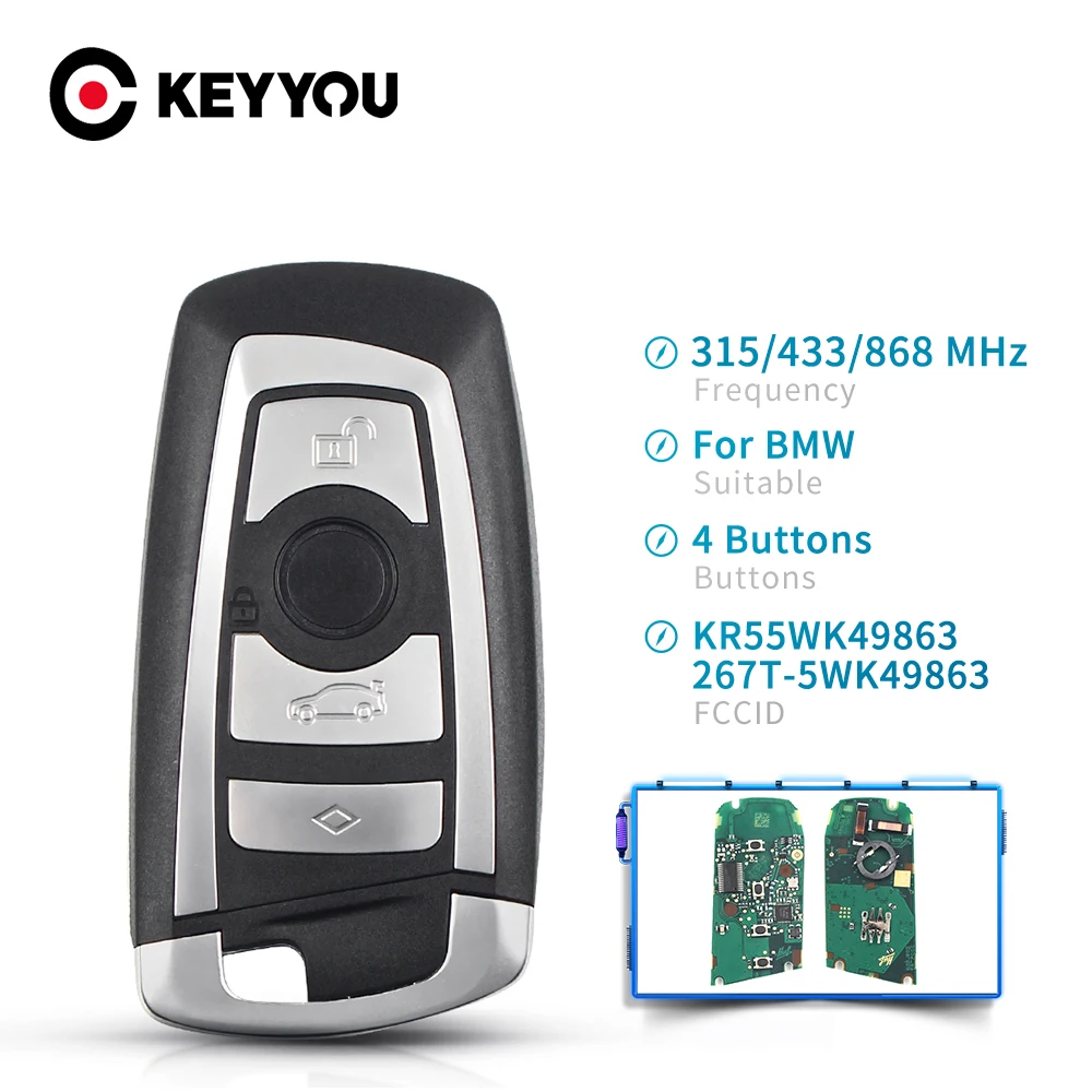 KEYYOU For BMW 3 5 7 Series 2009 2010 2011 2012 2013 2014 2015 2016 F CAS4 System Fob 315/433/868Mhz Smart Remote Key Keyless