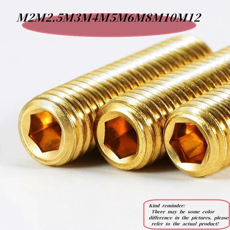 

3-50 латунных крепежных болтов без головки с шестигранной головкой и пазом, винты без головки с шестигранной головкой M2M2M2.5M3M4M5M6M8M10M12