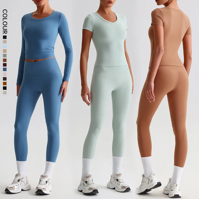 SHINBENE Hi Cloud Топ с короткими рукавами Леггинсы высокой талией Спортивные костюмы