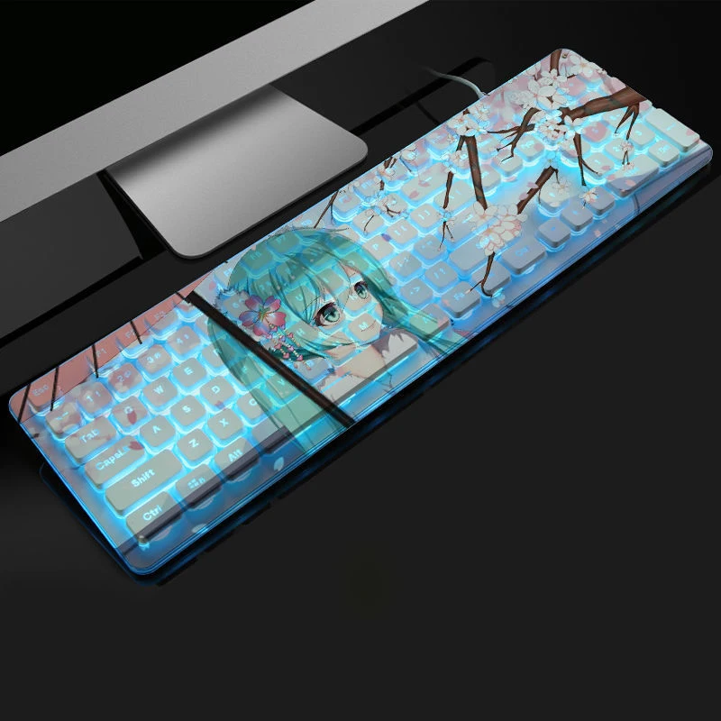 

Hatsune 104keys Wired Keyboard Gaming Mechanical Keyboard LED Backlight Miku For Gamer Laptop Desktop Computer Mechanical Gamer