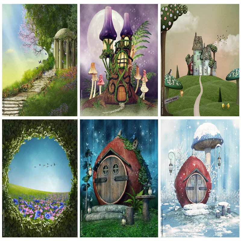 

SHENGYONGBAO Birthday Custom Dream Background Forest Castle Fairy Tale Baby Photography Backdrops Prop Photo Background TH-05