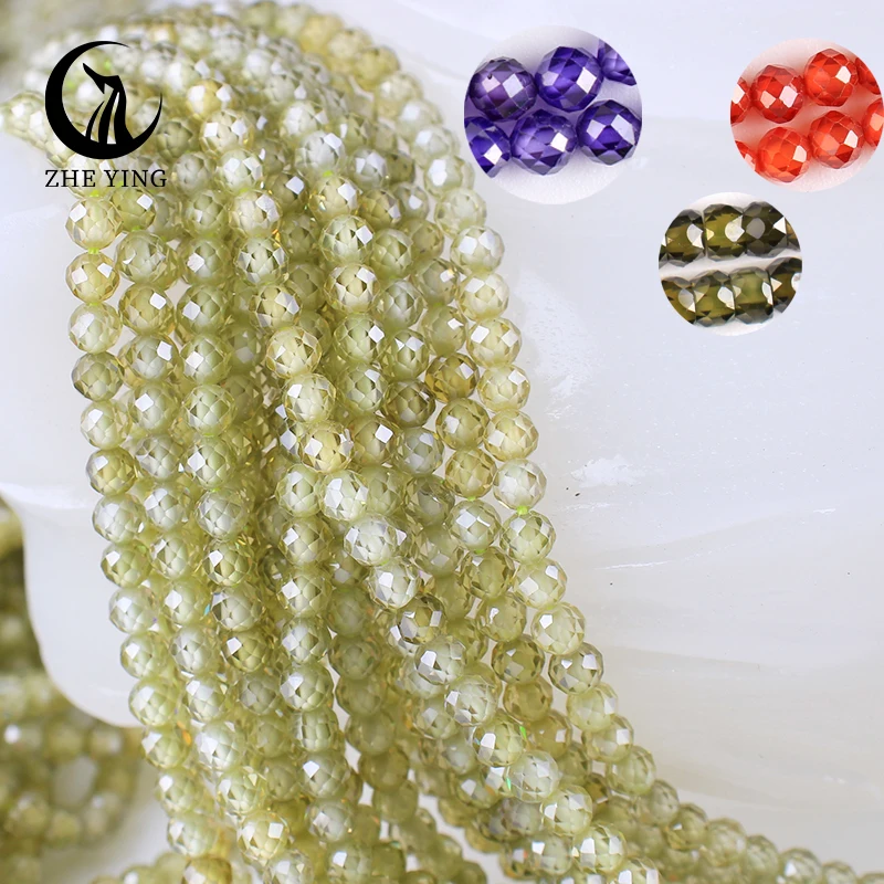 

Zhe Ying 3mm AAA Natural Zircon Stone Beads Green Avocado Loose Gemstone Faceted Rondelle Zircon Beads for Jewelry Making