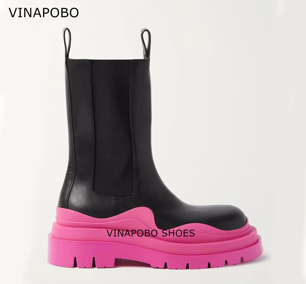 

Женские ботинки челси, новинка весны, черные ботинки до середины икры, женская обувь на плоской подошве, осенние классические модные ботинк...