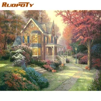 ruopoty acrylic frame diy painting by numbers kits for adults castle scenery drawing coloring by numbers for home decor art