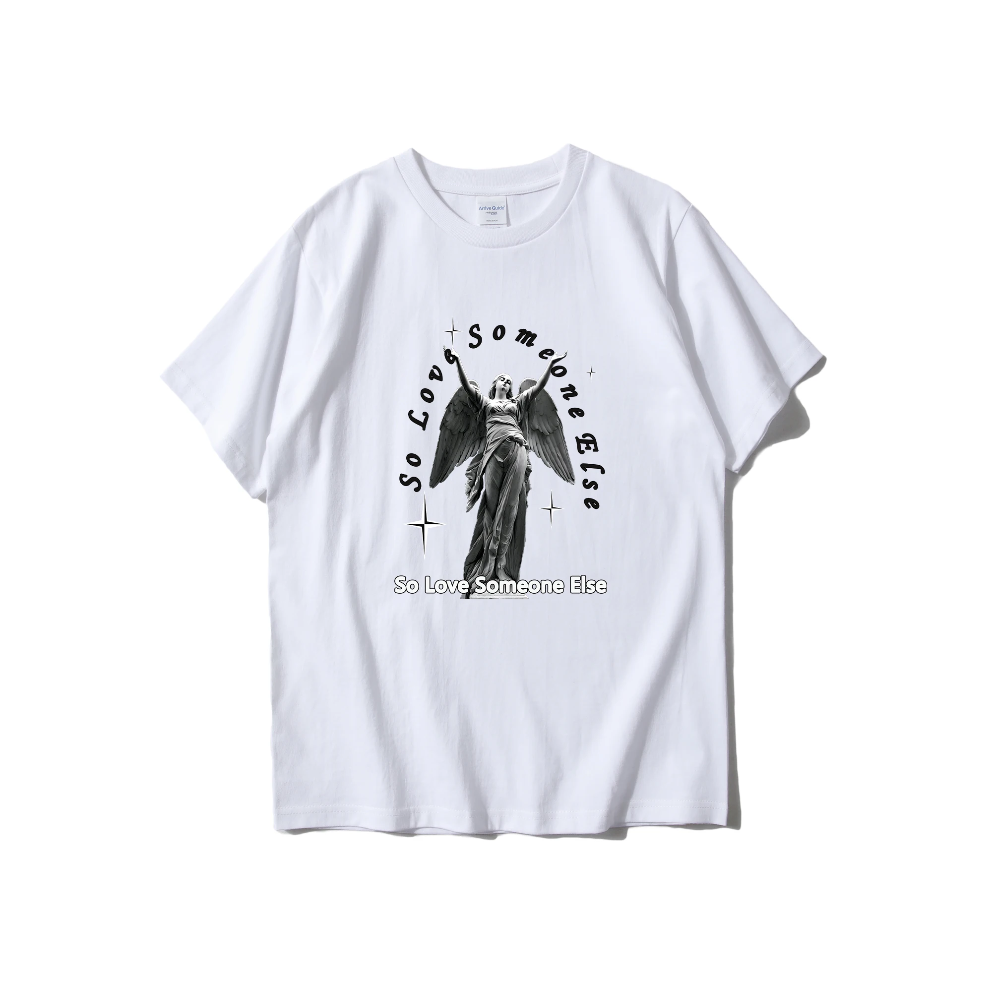 

Футболка мужская с принтом ангела, уличная одежда в стиле хип-хоп, готический стиль, хлопковая Свободная рубашка оверсайз с короткими рукав...