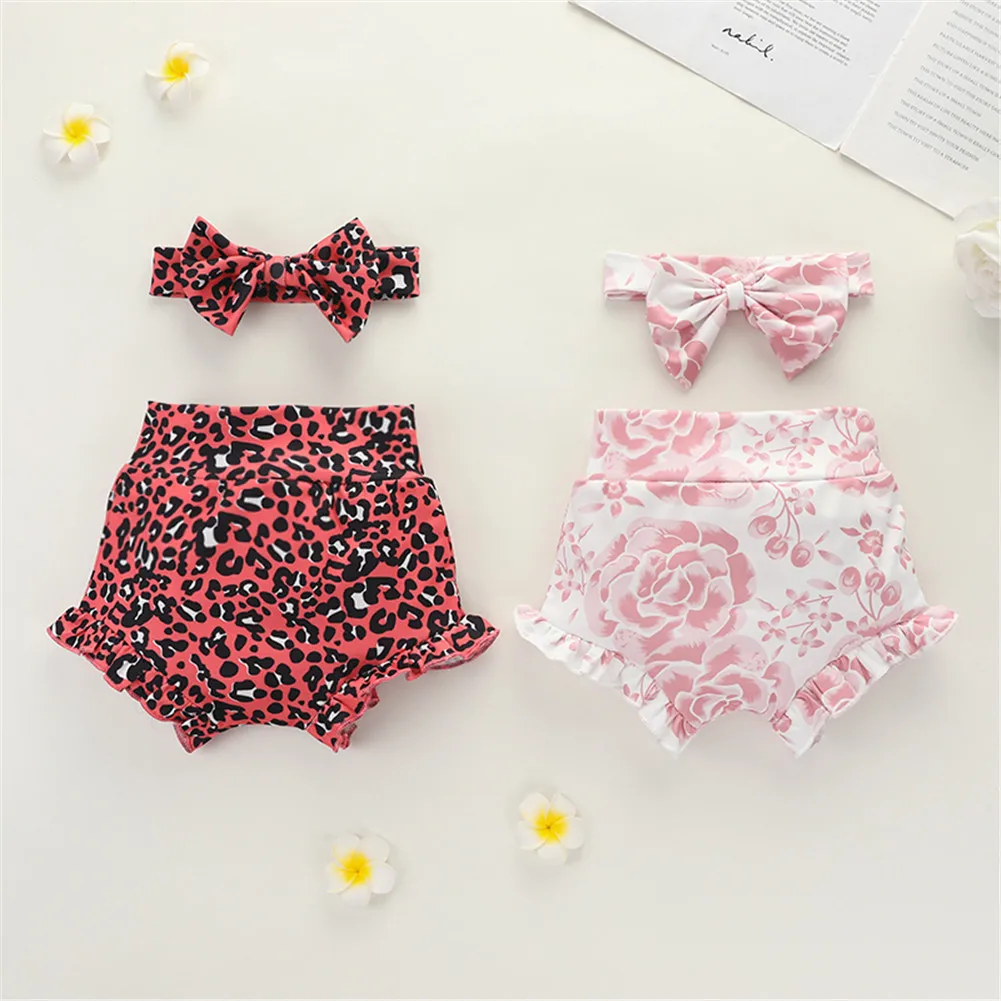 

Lioraitiin Cute Baby Girls 2Pcs Outfits Set Ruffle Shorts and Headband Set for Summer Daily Wear