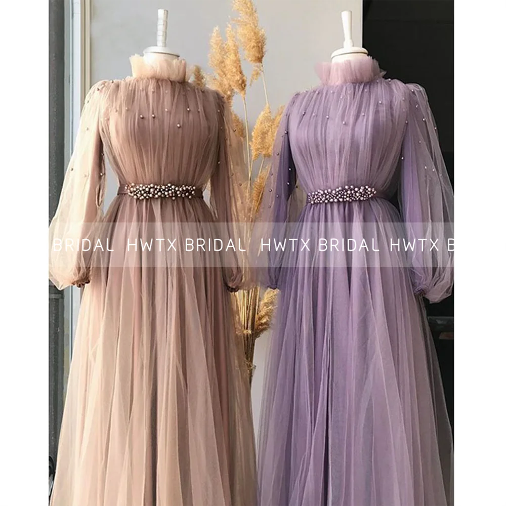 Скромное платье для матери невесты с бусинами длинным рукавом ТРАПЕЦИЕВИДНОЕ