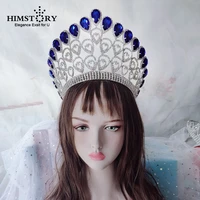 himstory new shiny princess crown retro thai style bridal headdress crystal queen crown hair band bridal hair accessories