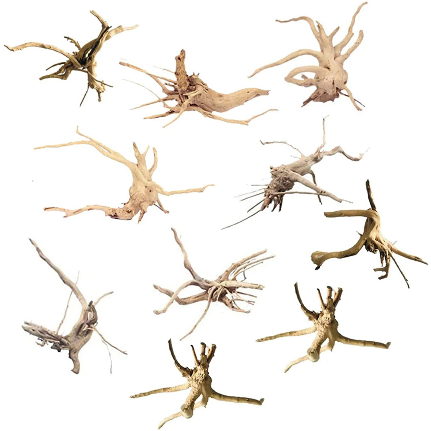 

Mini Driftwood for Aquarium Natural Wood Branches Fish Tank Decorations Reptiles Tree Trunk Driftwood Assorted(10 Pack)