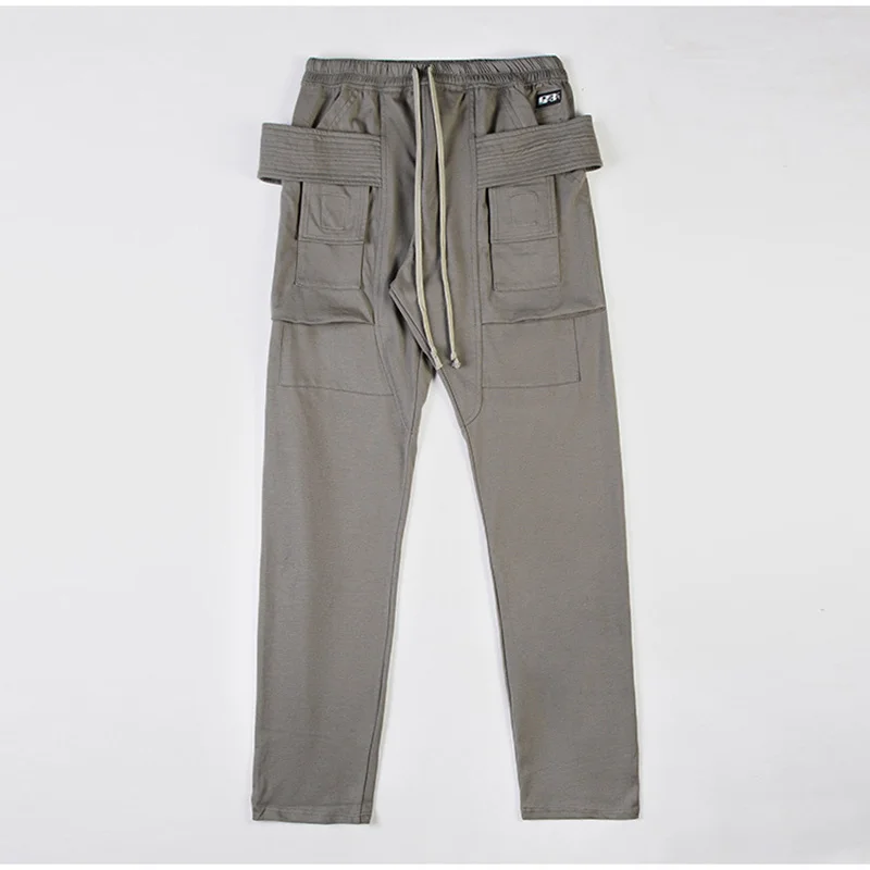 2023ss Double Ring Spring and Summer Men's Micro Elastic Causal Solid Medium Waist Cotton Long Pants