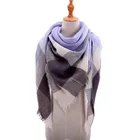 2021 Модный зимний теплый клетчатый треугольный кашемировый шарф для женщин полосатая одеяло Вязаная Шаль и палантины женский шарф из пашмины