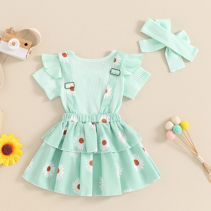 Костюм для маленьких девочек весенне-летний комбинезон в рубчик с коротким