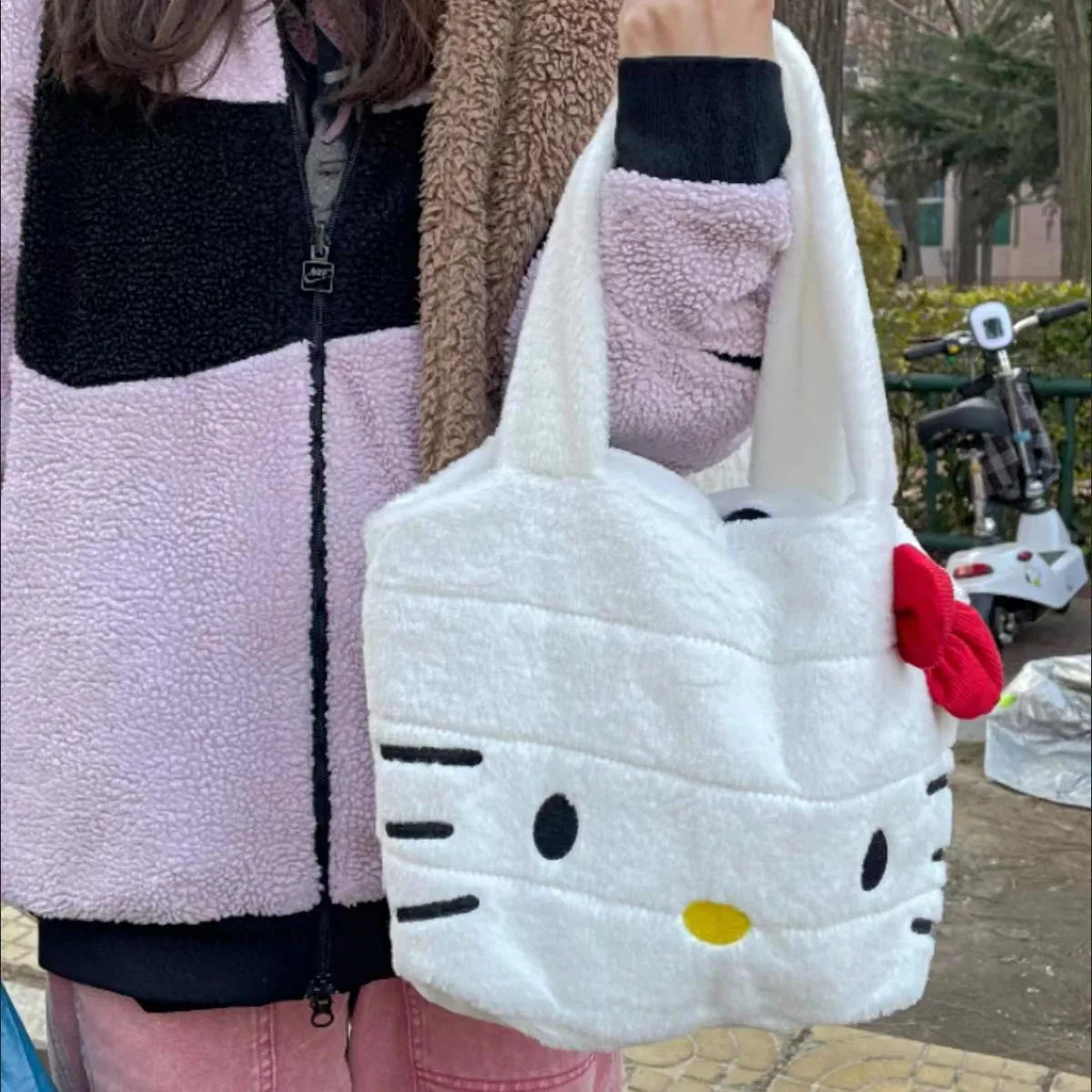 

Sanrio Kawaii Hello Kitty Plush Bags Anime Cartoon Kt Cat Bow Shoulder Bags Soft Handbags Student Bag Girls Holiday Gifts