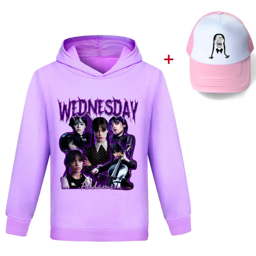 

Wednesday Addams 2-15 Years Autumn Sweatshirts +Hat Teenieping Children Clothes Long Sleeve Cute Hoodies for Toddler Girls Boy