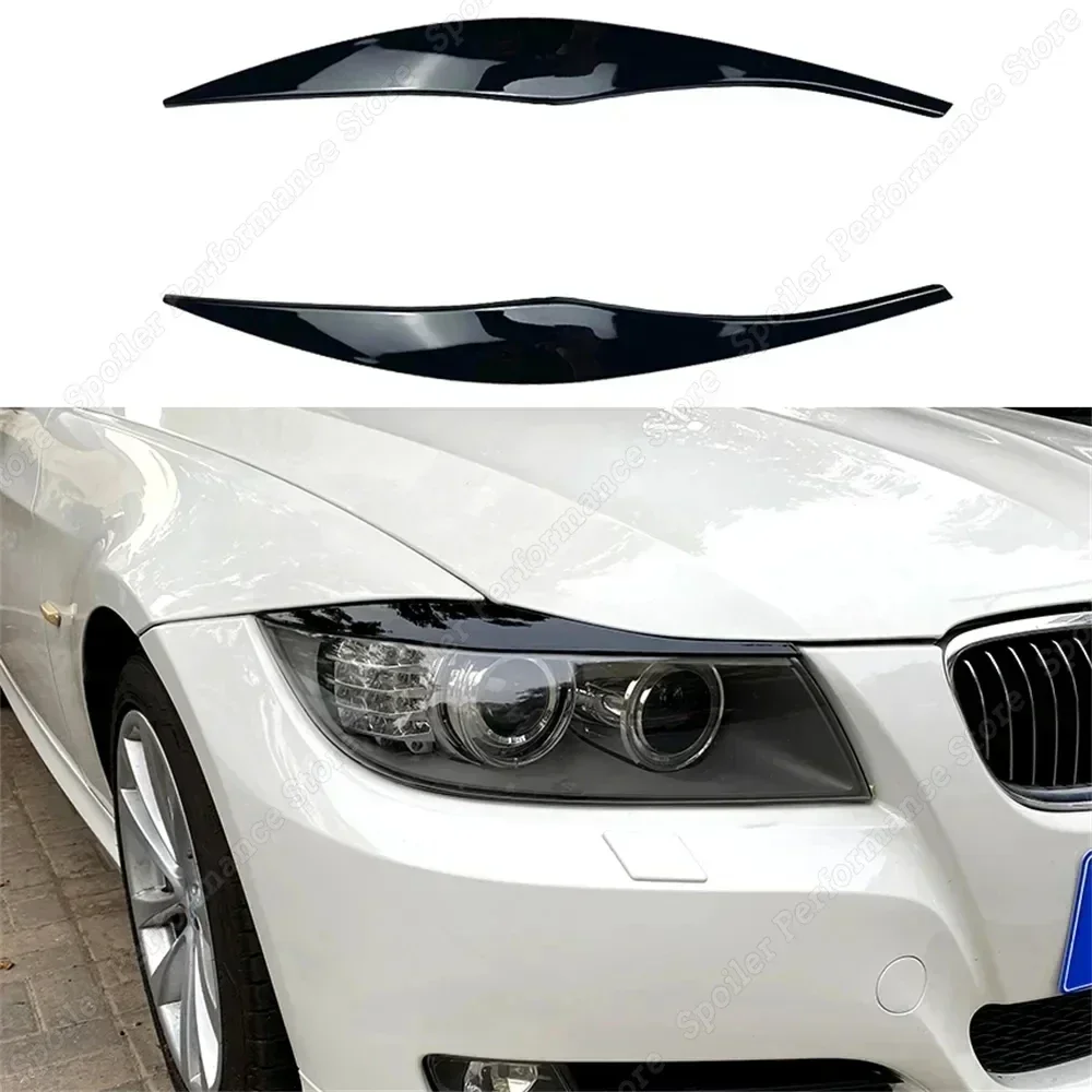 Для BMW 3 серии E90 E91 2 шт. ABS Глянцевая черная фара для бровей веко 2005 2006 2007 2008 2009 2010