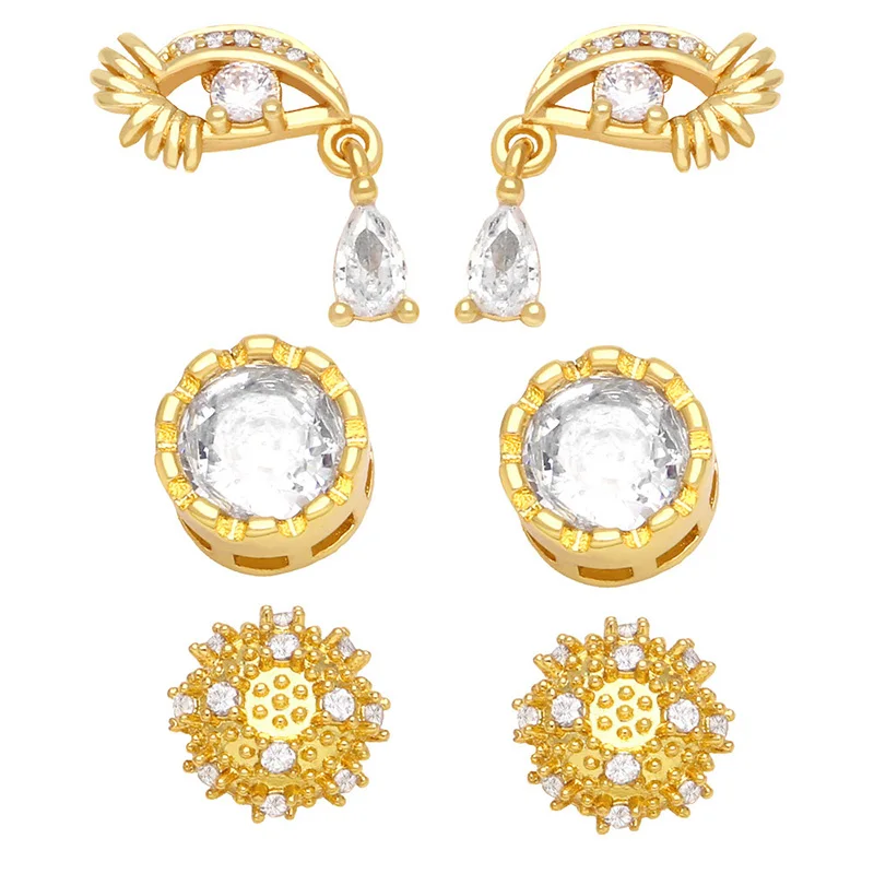 

Korea Luxury Fashion Zircon Gold Earrings for Women Summer New Luxury Earrings Europe and America Jewelry Accessories Wholesale