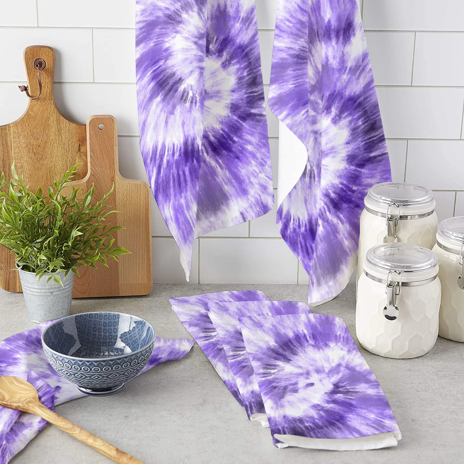

Color Periwinkle Blue Tie-Dye Hand Towels Dishcloth Utensils for Kitchen Microfiber Cleaning Cloths Household Wipe Towel