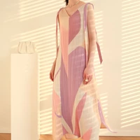 summer bowknot fashion print elegant pleated beach style holiday casual midi dress