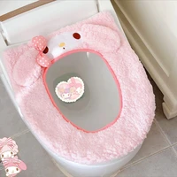 my pink melodys toilet mat toilet seat cover closestool mat washable plush toilet mat ring mat bathroom aceesories lid cover