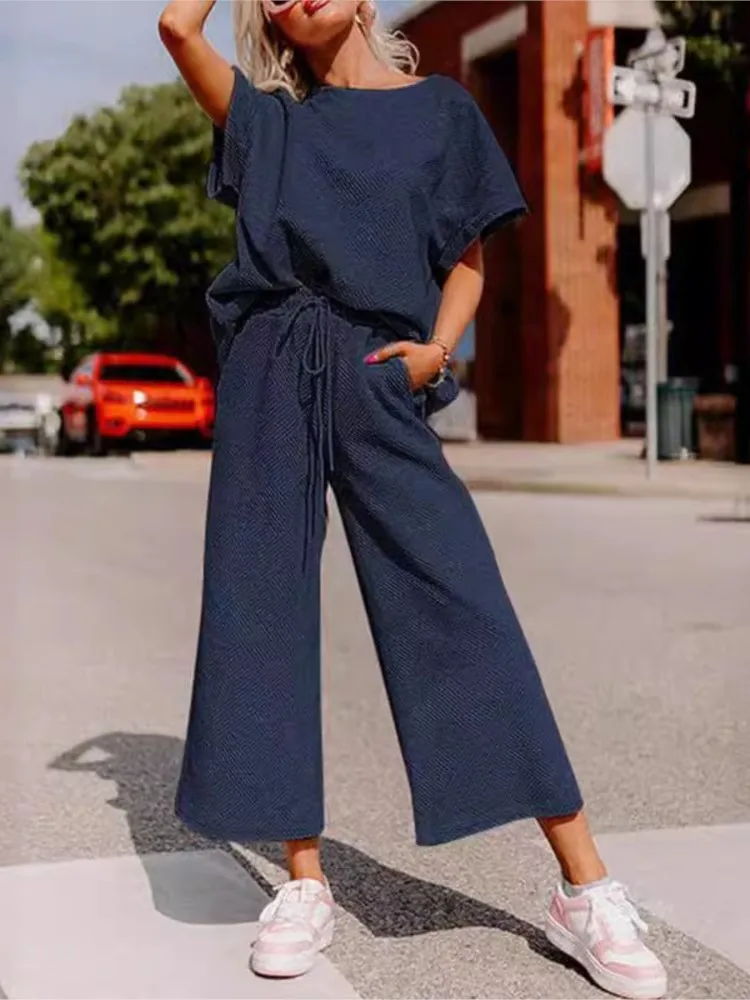 Осенний женский новый свободный простой однотонный повседневный костюм с